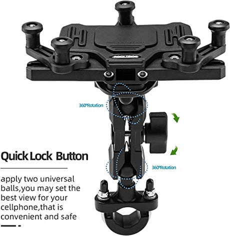Handyhalterung Motorrad Universal Handyhalter Fahrrad mit Stoßdämpfer für 4.9-7.3 Zoll Smartphone - ROCKBROS-EU