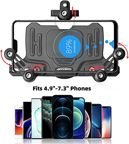 Handyhalterung Motorrad Universal Handyhalter Fahrrad mit Stoßdämpfer für 4.9-7.3 Zoll Smartphone - ROCKBROS-EU