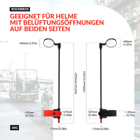 Helmspiegel – Fahrradspiegel für Helm, 360° verstellbar