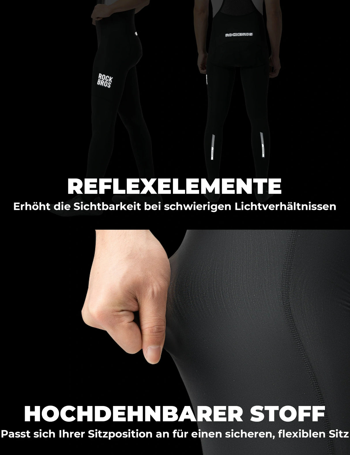 Herren Fahrradhose mit Träger – Hochdehnbar, atmungsaktiv & reflektierend