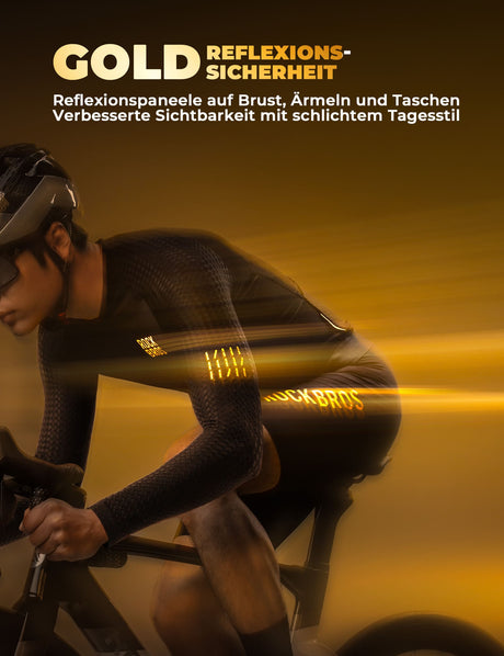 ROCKBROS Herren Langarm-Radtrikot – Atmungsaktiv & Reflektierend mit 3D-Schnitt