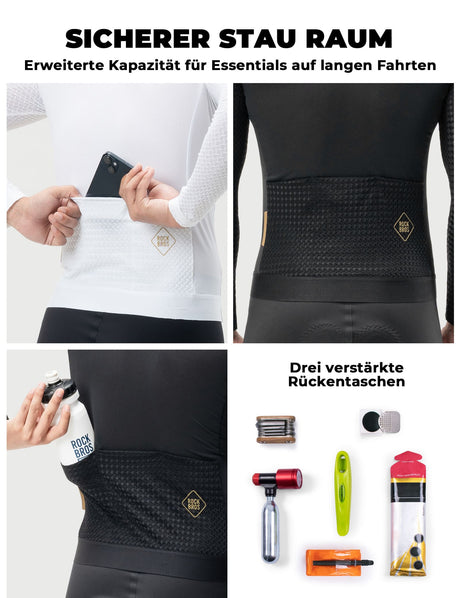 ROCKBROS Herren Langarm-Radtrikot – Atmungsaktiv & Reflektierend mit 3D-Schnitt