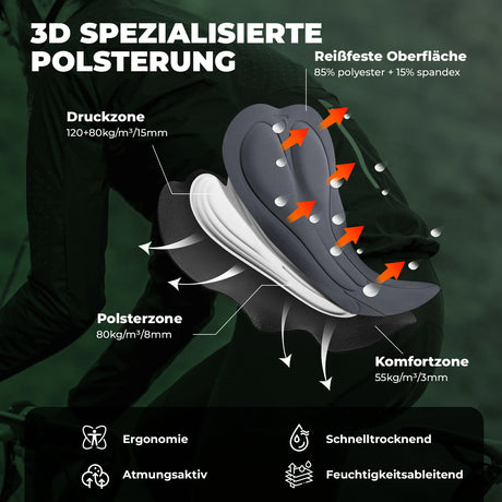 Herren Radlerhose mit Träger – Gepolstert, atmungsaktiv & schnelltrocknend