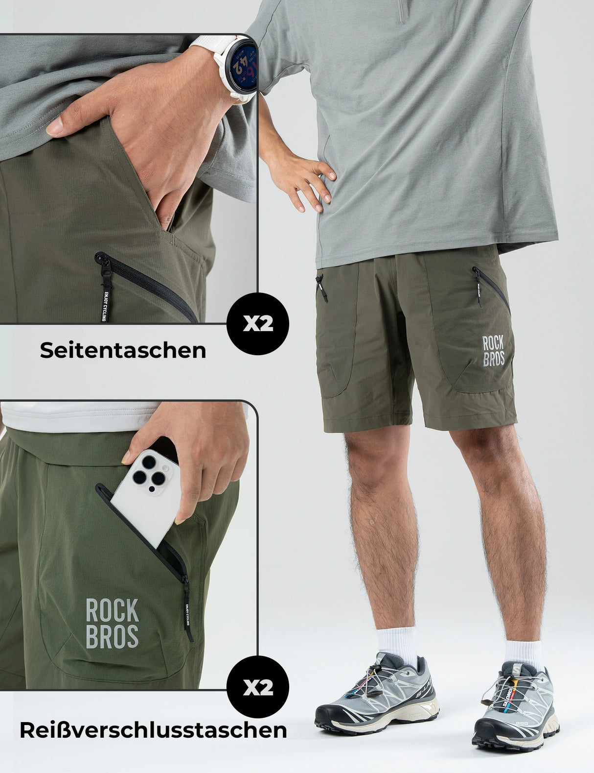 Herren Sport‑Shorts – Magnetischer Taillengurt & 4‑Taschen‑Design