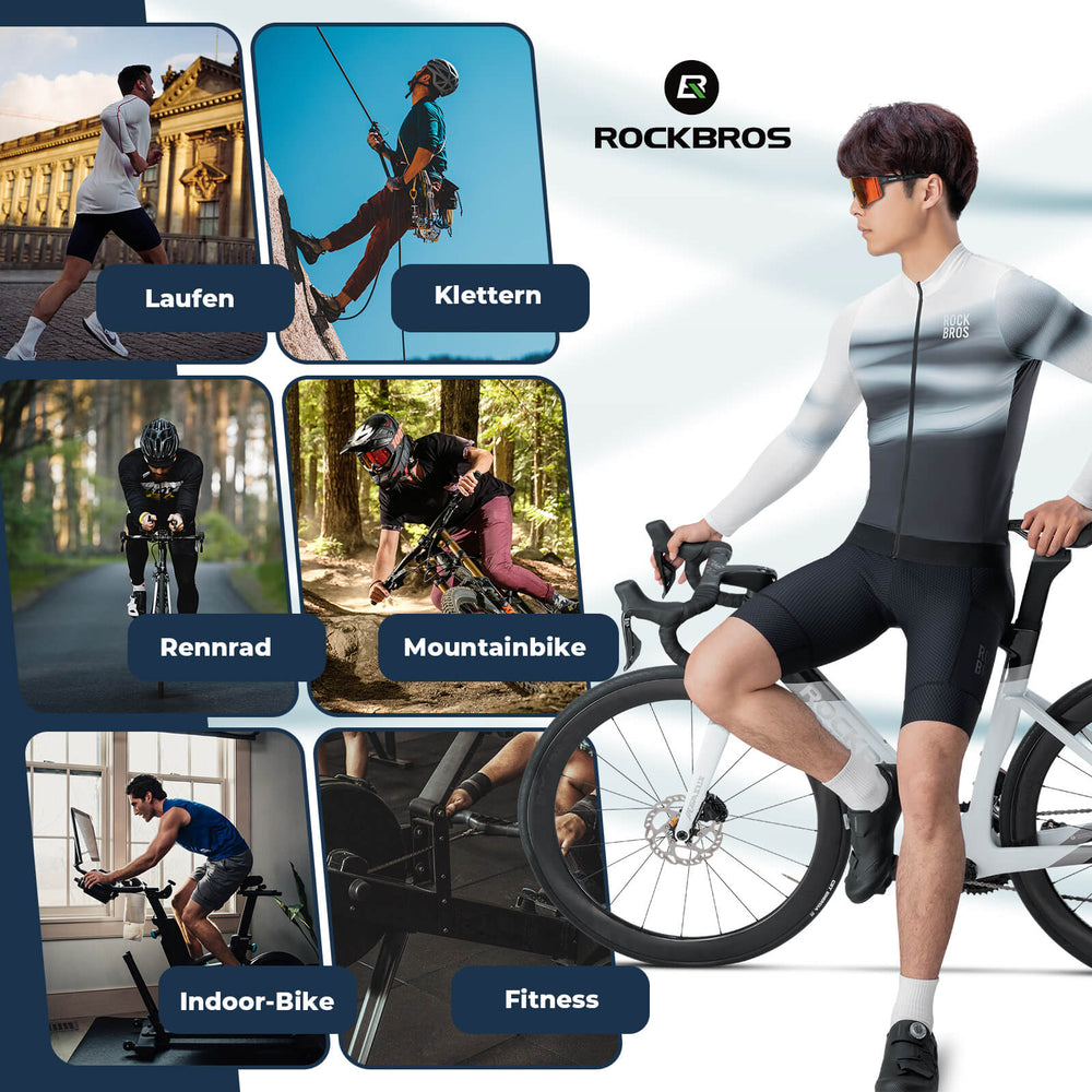 Herren Langarm Hochleistungs-Radtrikot Jersey Schnell Trocknend für MTB Rennrad