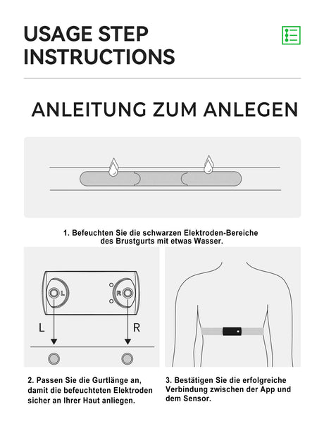 ROCKBROS Herzfrequenzmesser – Brustgurt mit LED‑Anzeige, 50 h Akku, IP67