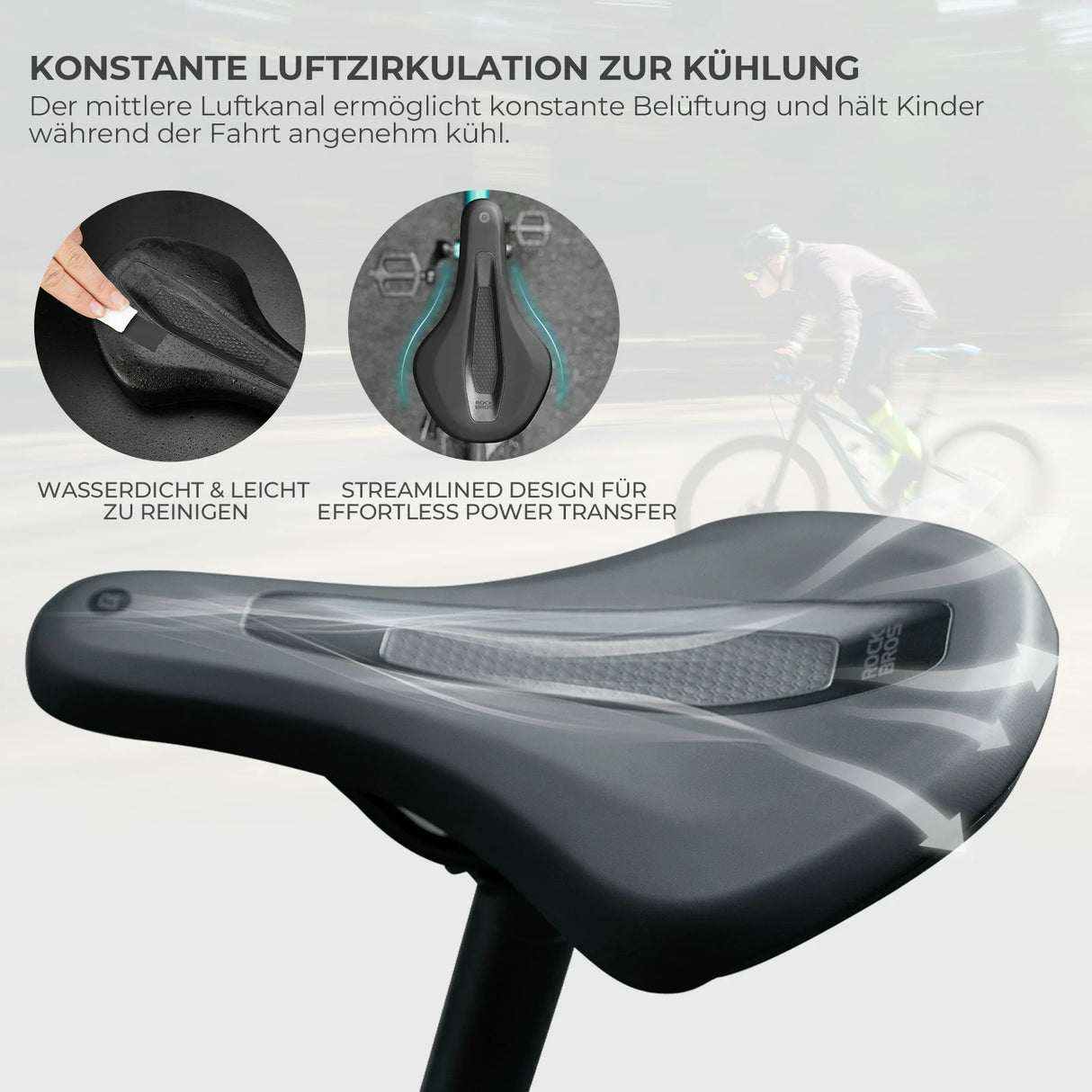 ROCKBROS Kinder‑Fahrradsattel – Stoßdämpfend, wasserdicht & atmungsaktiv