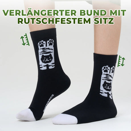 Kinder Fahrradsocken – 5A Antibakteriell, Kompressionszonen & Katzenpfoten-Design