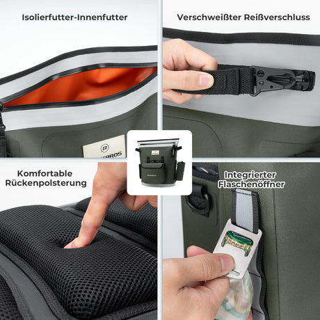 ROCKBROS Kühltasche 18 L – Thermo‑isoliert, 68 h Kühlung, für Picknick & Reise