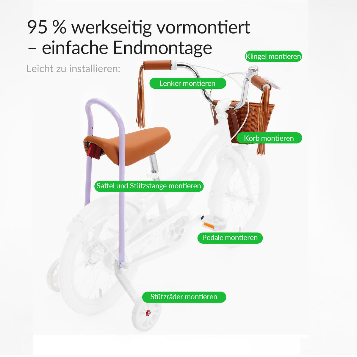 kinderfahrrad mit abnehmbaren pedalen LEVO -16'' Kinderfahrrad mit abnehmbaren Stützrädern