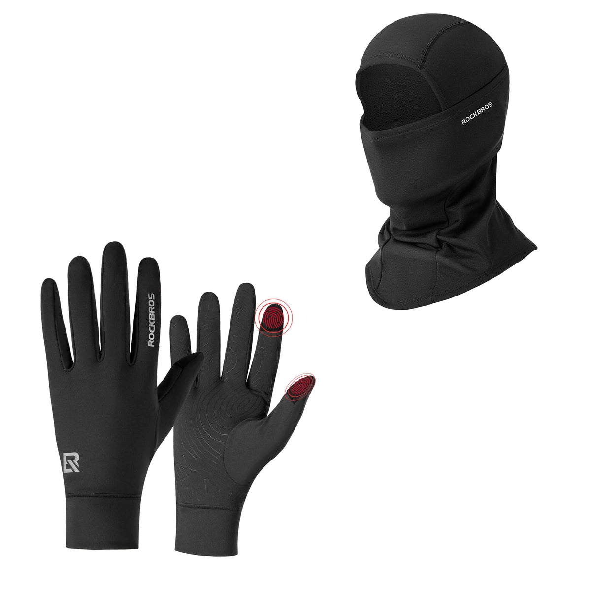ROCKBROS Winter Set: Sturmhaube & Fahrradhandschuhe Touchscreen