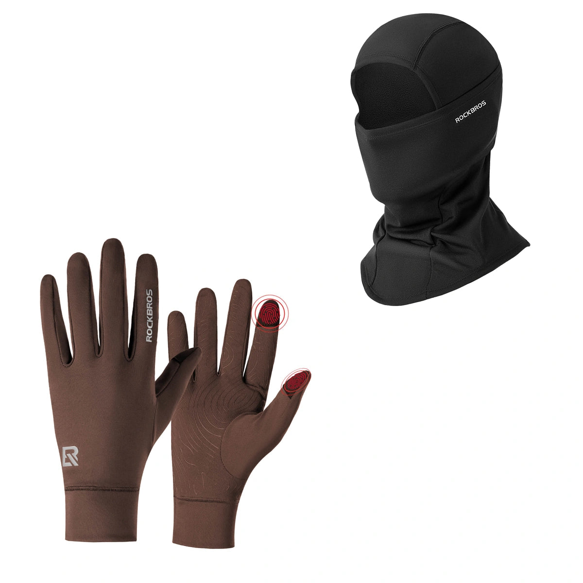 ROCKBROS Winter Set: Sturmhaube & Fahrradhandschuhe Touchscreen