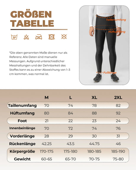 Lange Fahrradhose für Herren – Thermo, 3D‑gepolstert, elastisch