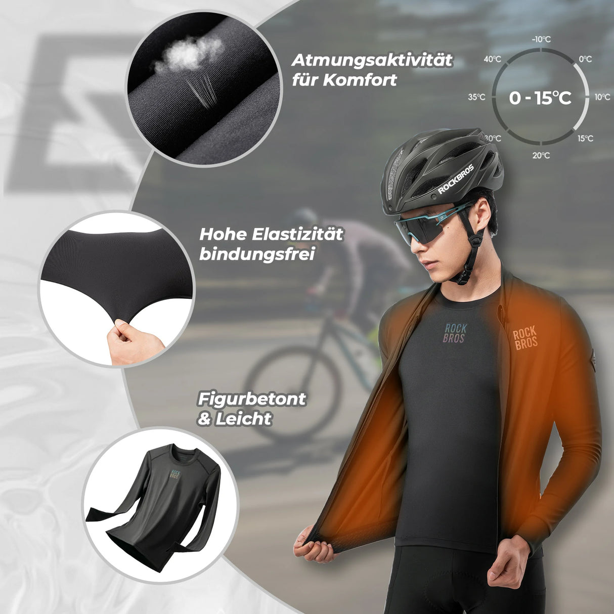 Langarm‑Ärmel Radtrikot Herren – Warm, atmungsaktiv