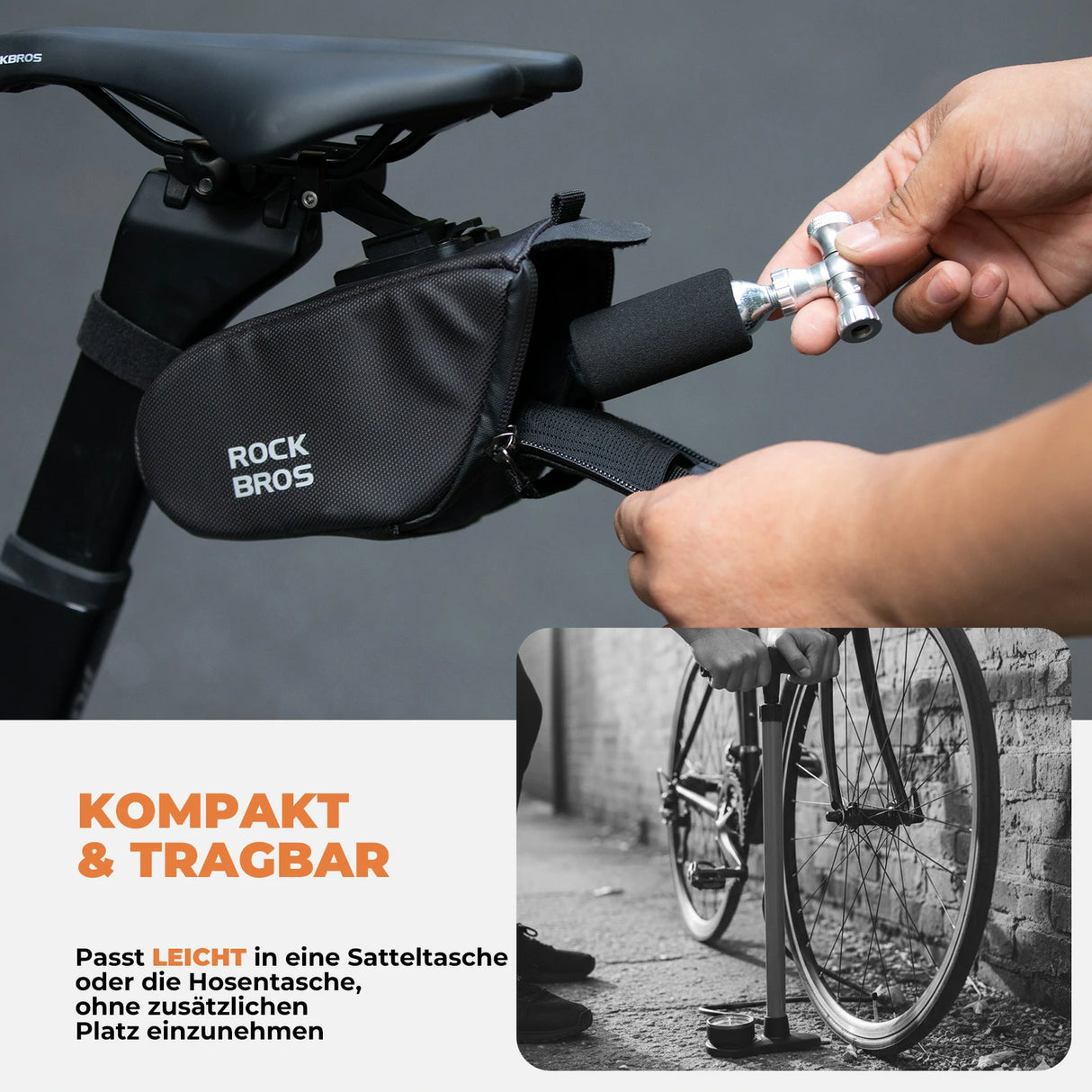 Mini-Fahrradpumpe mit CO₂-Adapter – Tragbar, Presta & Schrader Kompatibel, bis 80 PSI