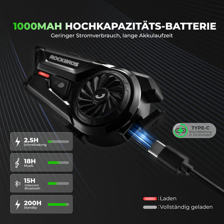 Motorrad‑Intercom Bluetooth Headset – 300 m Reichweite, IP56 wasser‑ & staubdicht