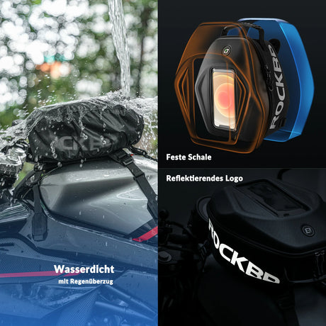 Motorrad‑Tankrucksack – Mit Regenschutz & abnehmbaren Schultergurten, 7 L