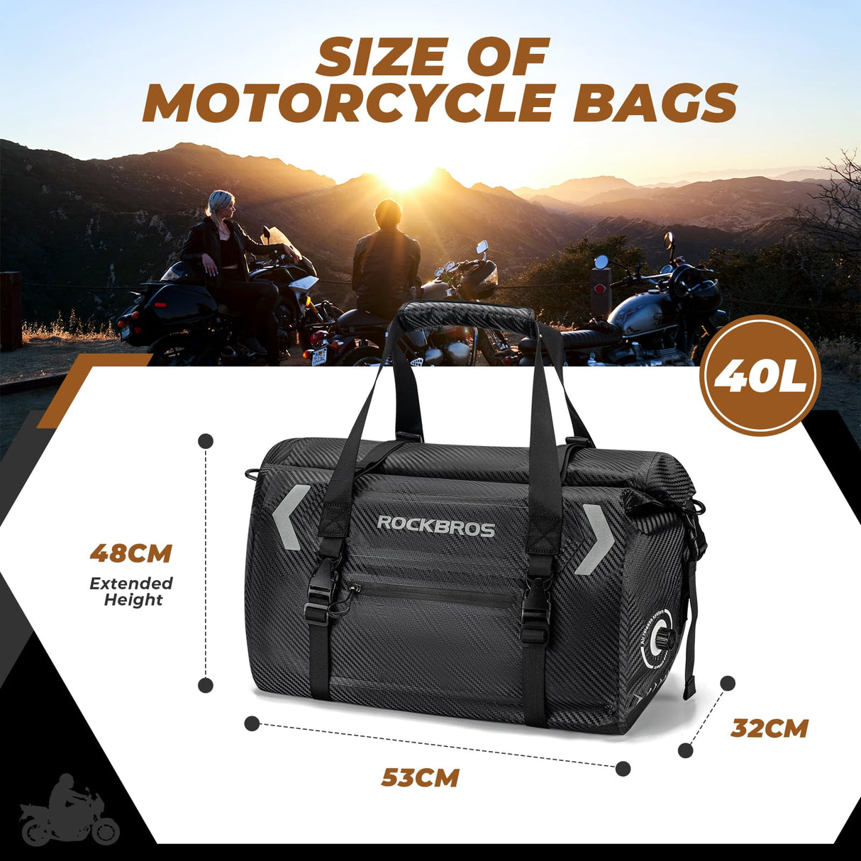 Motorradtasche Motorrad Hecktasche 100% Wasserdichter 20L-60L