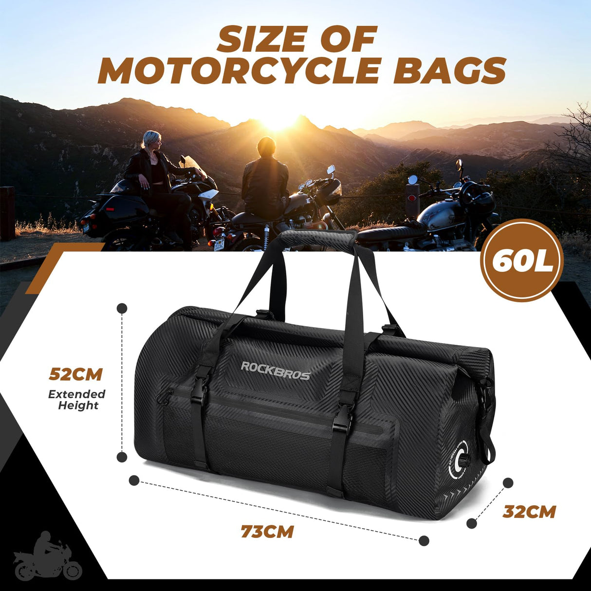 Motorradtasche Motorrad Hecktasche 100% Wasserdichter 20L-60L
