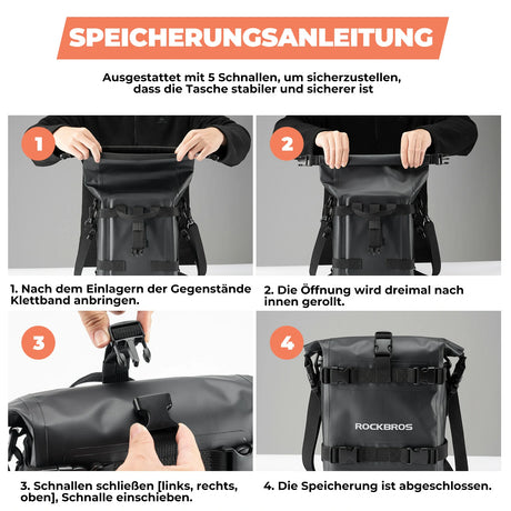 Motorradtaschen – 100% wasserdicht 5 L, Seitentasche mit Schultergurt