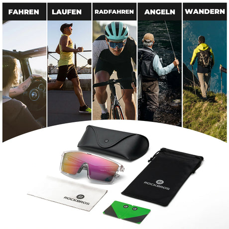 ROCKBROS Sonnenbrille – Fahrradbrille Herren/Damen, UV400 polarisiert, TR90‑Rahmen