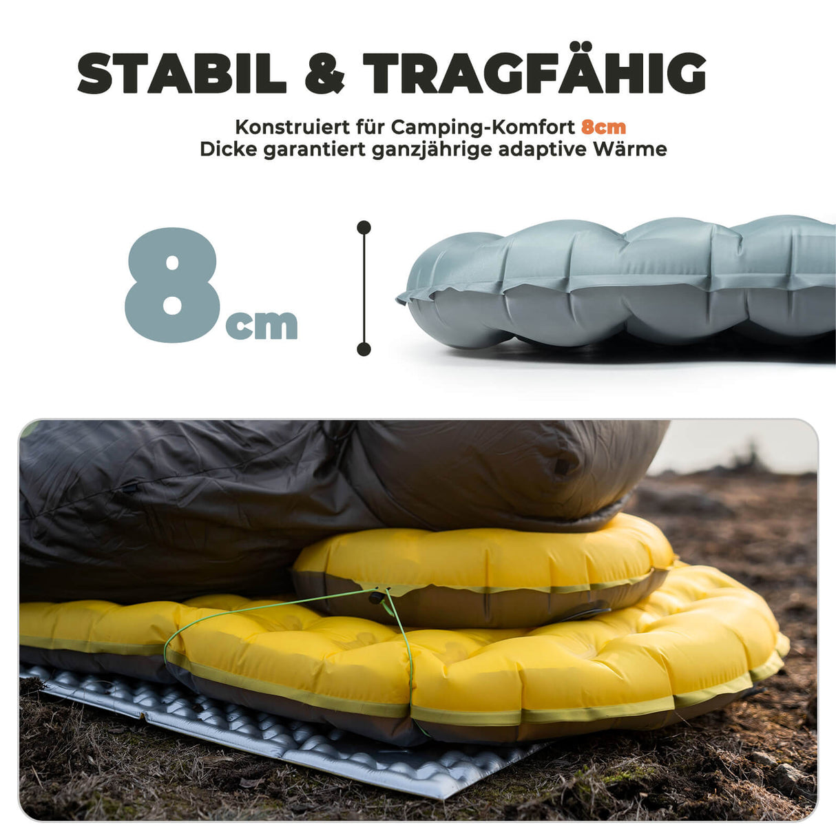 Qunature Aufblasbare Isomatte – Alljahreszeit-Isolierung für Outdoor-Camping