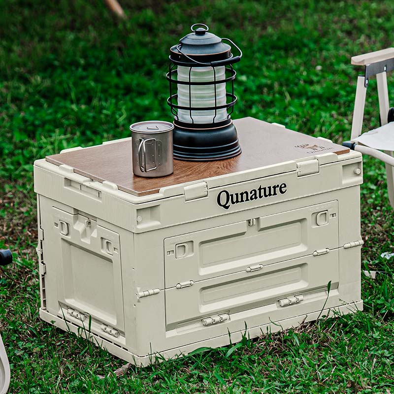 Camping Box Foldable Camping Boxes with Wooden Lid Camping Box