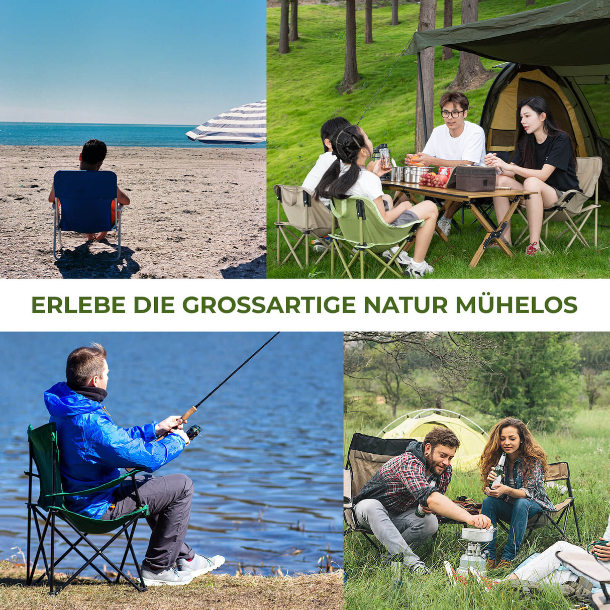 Qunature Campingstuhl Faltbar Tragbarer Camping Stuhl – Mit Tragetasche und Tragegriff 120KG/60KG