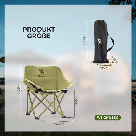 Qunature Campingstuhl Faltbar Tragbarer Camping Stuhl – Mit Tragetasche und Tragegriff 120KG/60KG