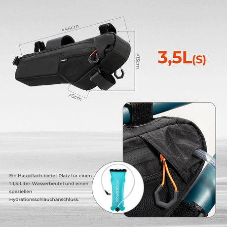 Qunature Fahrrad-Rahmentasche – Wasserdicht mit Außentasche & Trinksystemöffnung