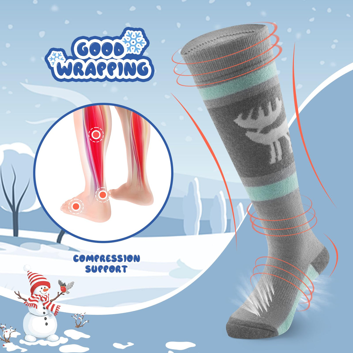 Qunature Jungen Skisocken – Kinder Thermosocken für winterlichen Spielspaß!​