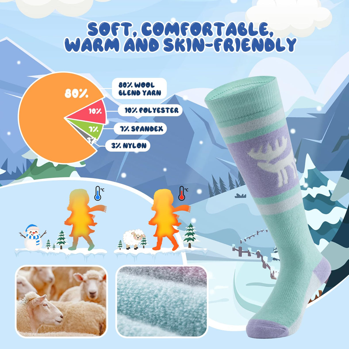 Qunature Jungen Skisocken – Kinder Thermosocken für winterlichen Spielspaß!​