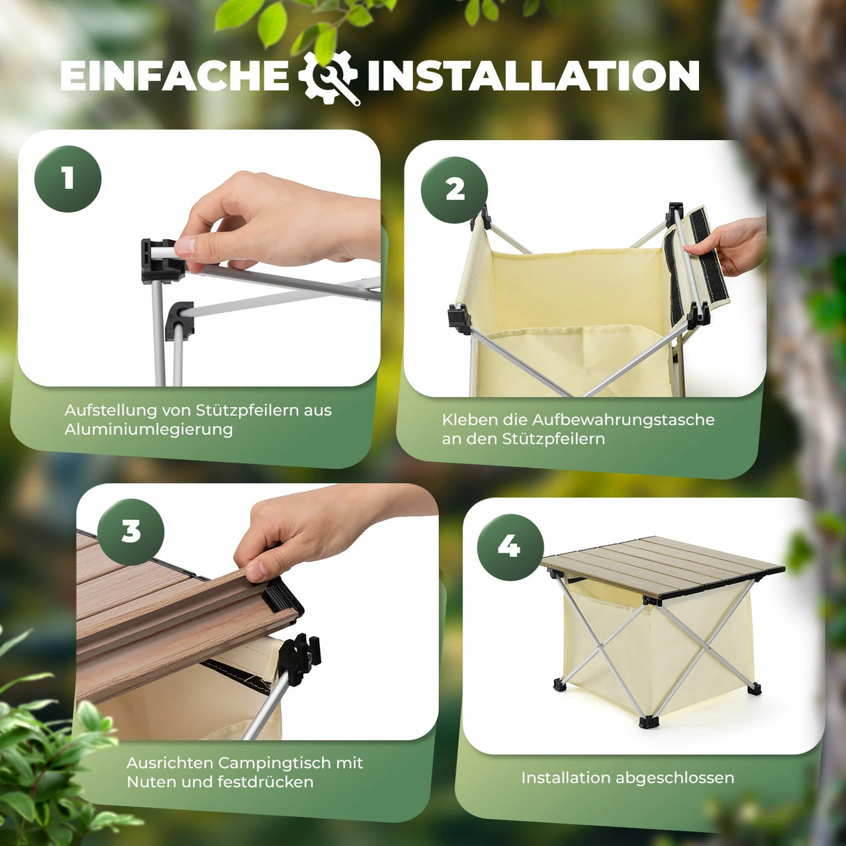 Qunature Klapptisch – Camping‑, Picknick‑ & Outdoortisch aus Aluminium