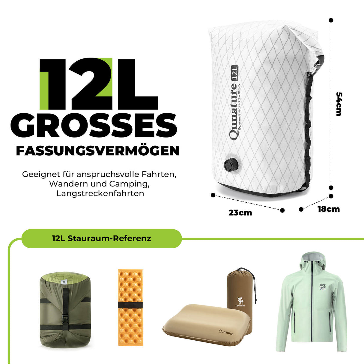 Qunature Lenkertasche 6L/12L – Wasserdicht & Leicht für Fahrrad und Outdoor