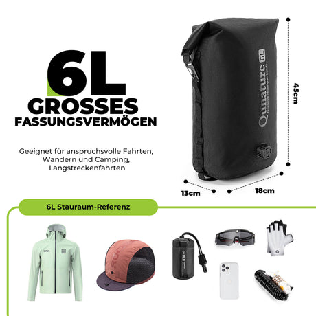 Qunature Lenkertasche 6L/12L – Wasserdicht & Leicht für Fahrrad und Outdoor
