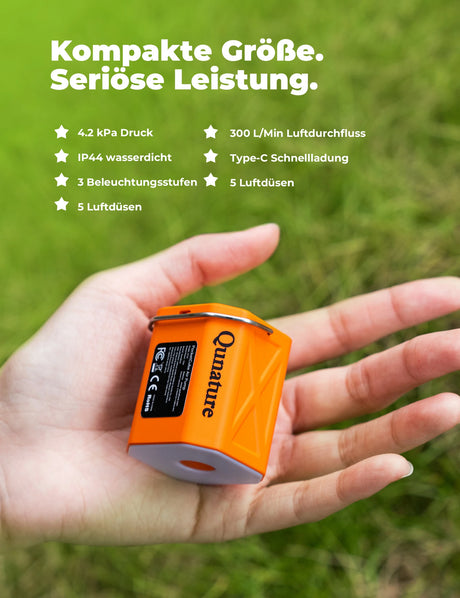 Qunature Mini Elektrische Luftpumpe – Tragbar, ultraleicht & USB‑ladbar