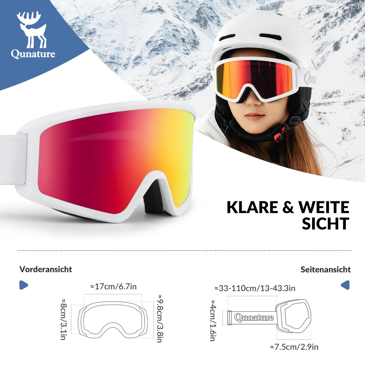 Skibrille – Anti‑Nebel, Doppellinsen, blendfrei