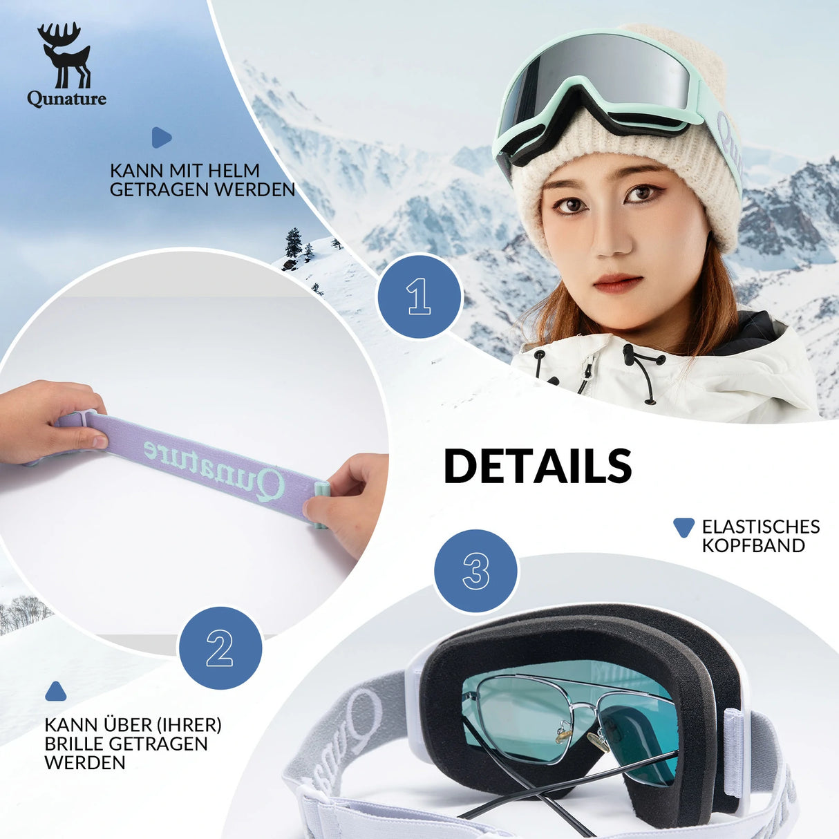 Skibrille – Anti‑Nebel, Doppellinsen, blendfrei