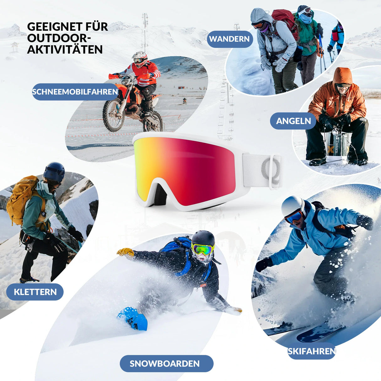 Skibrille – Anti‑Nebel, Doppellinsen, blendfrei