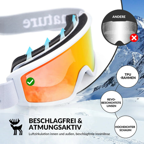 Skibrille – Anti‑Nebel, Doppellinsen, blendfrei