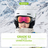 Qunature Skibrille Snowboard Brille f¨¹r Brillentr?ger Kinder Erwachsene #Color_Orange-Klein