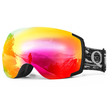 Qunature Skibrille Snowboardbrille Antifog UV400 f¨¹r Brillentr?ger #Color_Schwarz