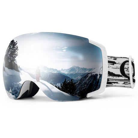 Qunature Skibrille Snowboardbrille Antifog UV400 f¨¹r Brillentr?ger #Color_Wei?