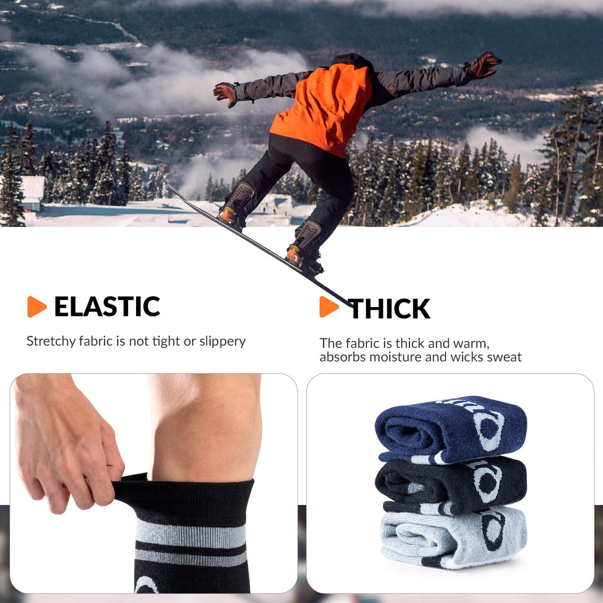 Qunature Kinder-Skisocken – Thermosocken aus Merinowolle für den Wintersport