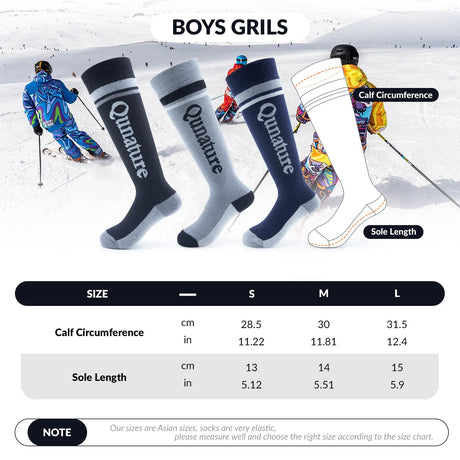 Qunature Kinder-Skisocken – Thermosocken aus Merinowolle für den Wintersport