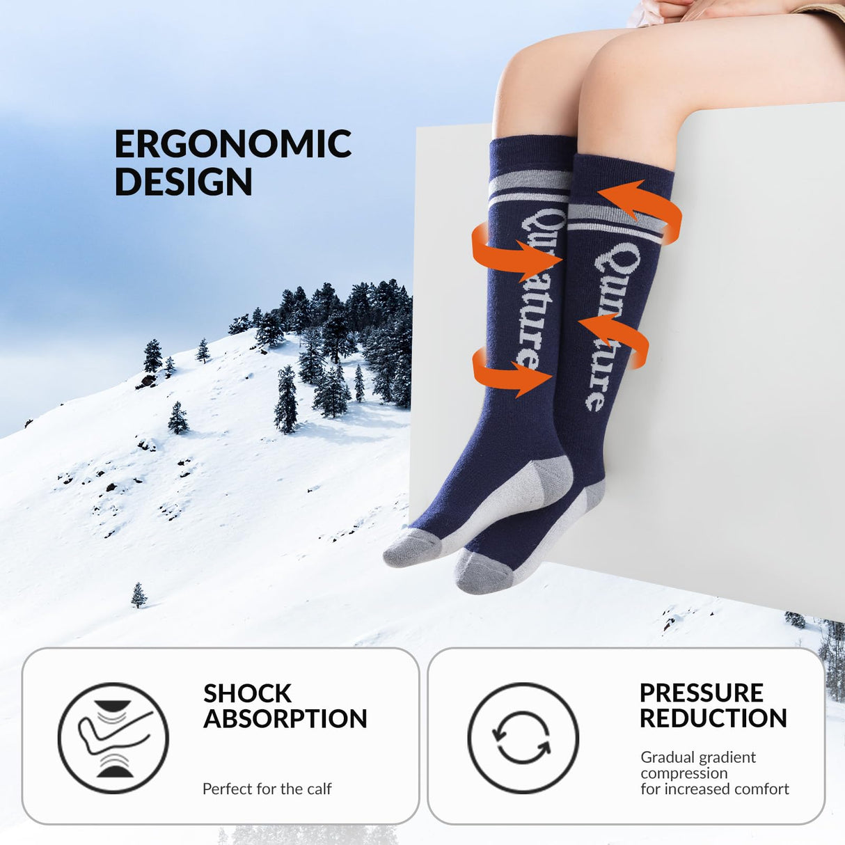 Qunature Kinder-Skisocken – Thermosocken aus Merinowolle für den Wintersport