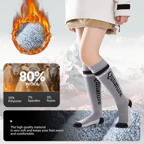 Qunature Kinder-Skisocken – Thermosocken aus Merinowolle für den Wintersport