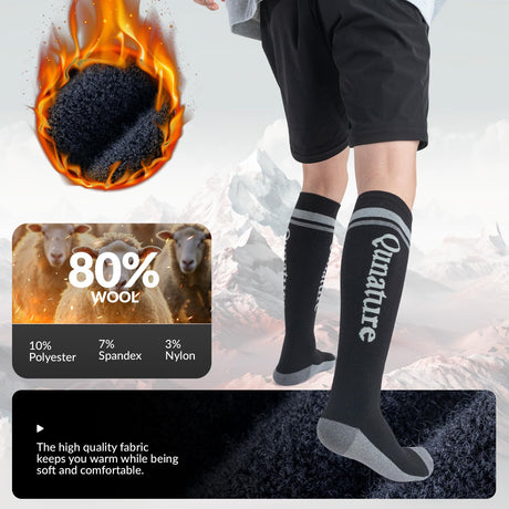 Qunature Skisocken – Thermosocken aus Merinowolle für Winter-Sport