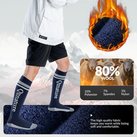 Qunature Skisocken – Thermosocken aus Merinowolle für Winter-Sport