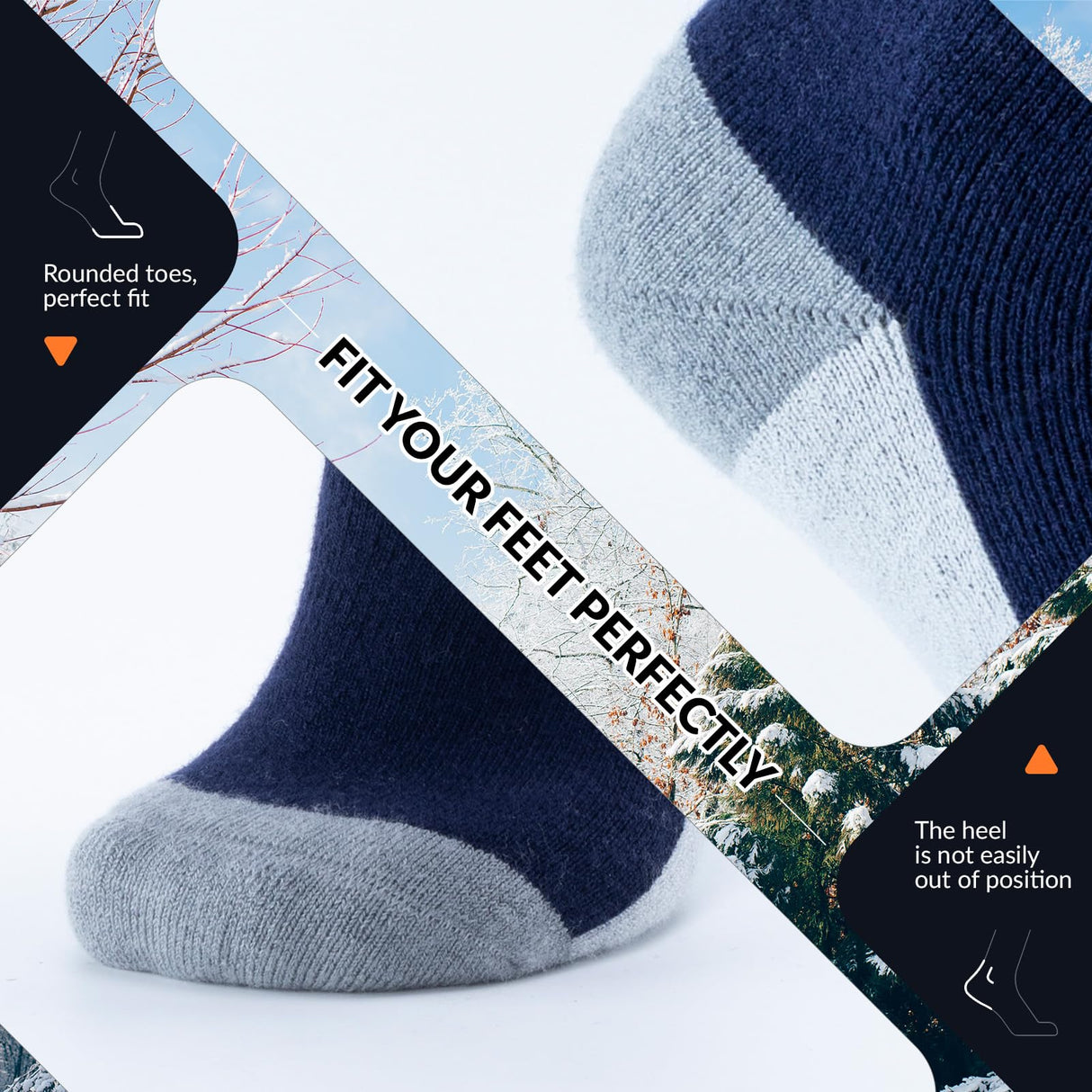 Qunature Skisocken – Thermosocken aus Merinowolle für Winter-Sport